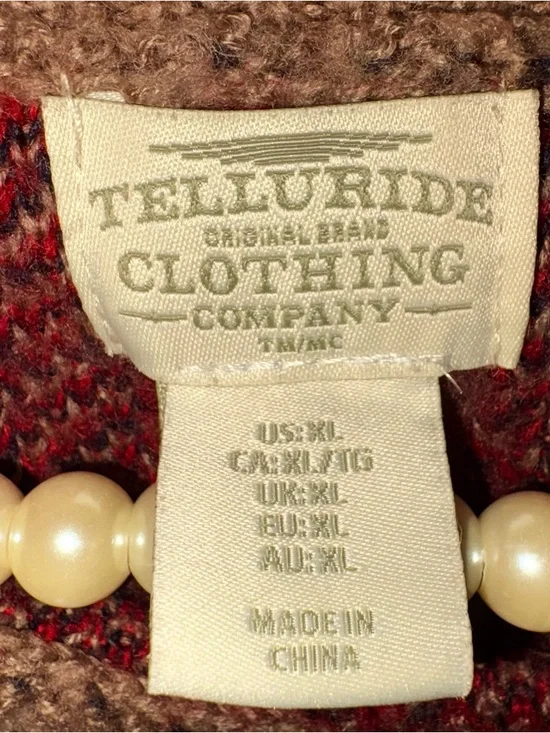 Telluride Oversized Leather Band Classic Sweater with Unique Markings - Size XL - Picture 2 of 7